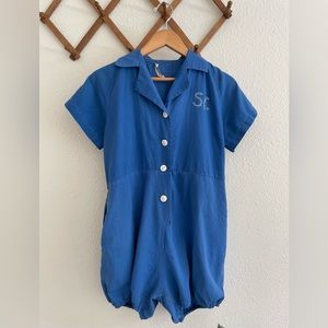 Vintage Womens Gym Romper Blue Gym Suit Play Suit 1940s